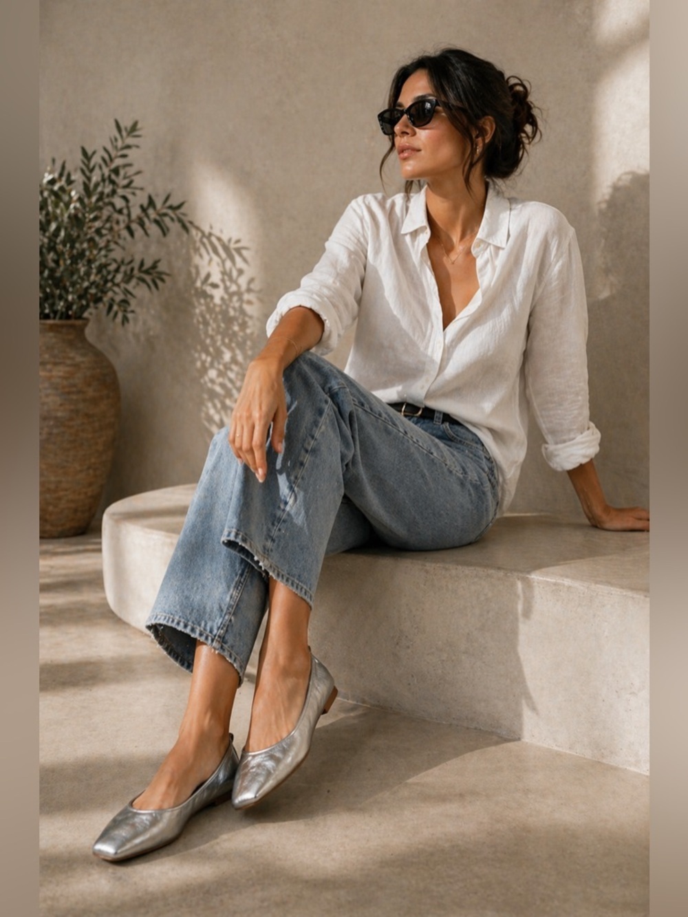 Vince Vivian Ballet Flats | Silver Metallic Leather | Size 6 | NWOB